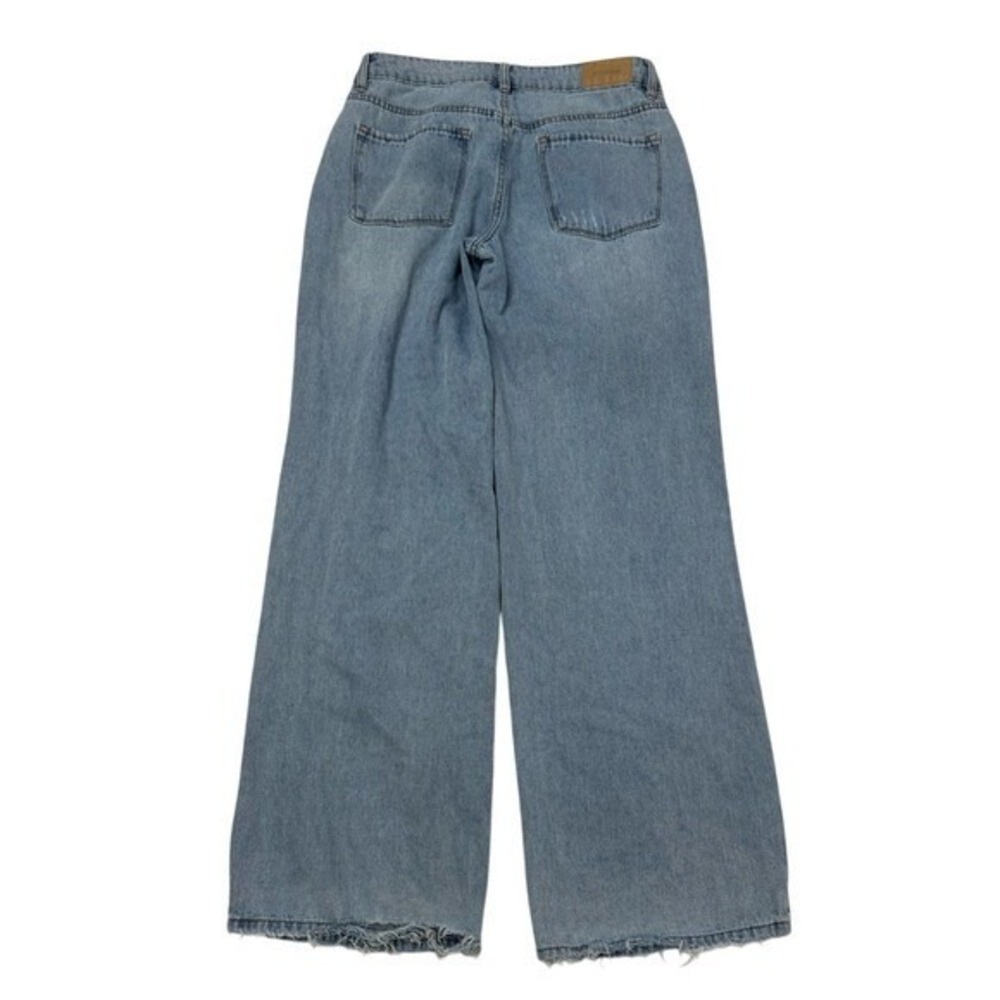 RSQ‎ Low Rise Baggy Jeans Size 25 Distressed Knee Wide Leg Y2K Skater Light Wash - Picture 2 of 5